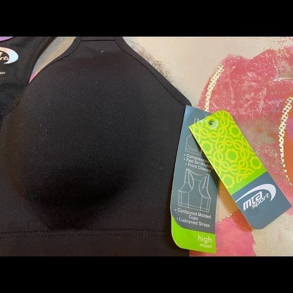 MTA Sport Black Zip Front Sports Bra - Picture 7 of 10